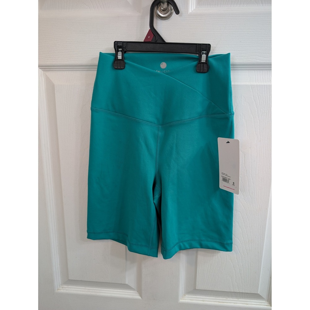 Yogalicious Eclipse Crossover 7" Shorts Womens Teal NWT High Waist - Size S
